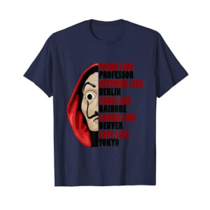 T-shirt Tokyo, Le professeur, Berlin, Nairobi, Rio, Denver, Helsinki - La casa de papel - bleu homme/femme