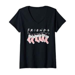 T-shirt Friends noir col en v femme