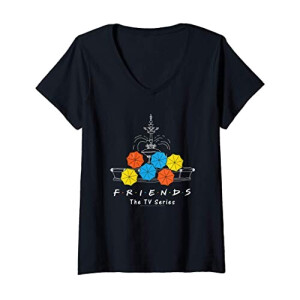 T-shirt Friends noir col en v femme