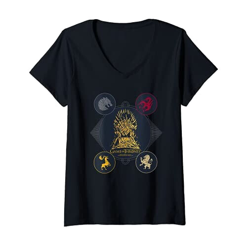 T-shirt Game of Thrones noir col en v femme