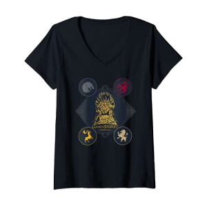 T-shirt Game of Thrones noir col en v femme