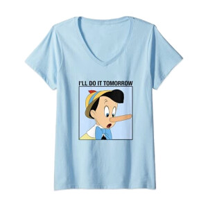 T-shirt Pinocchio bleu col en v femme