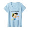 T-shirt Pinocchio bleu col en v femme - miniature