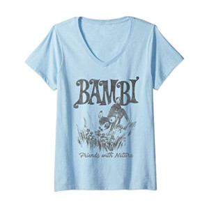 T-shirt Bambi gris col en v femme