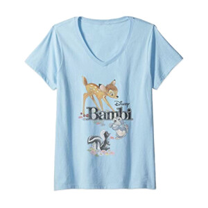 T-shirt Bambi rose col en v femme
