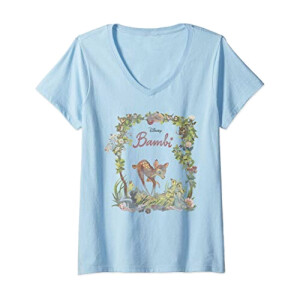 T-shirt Bambi rose col en v femme
