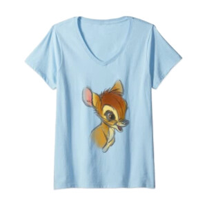 T-shirt Bambi bleu col en v femme