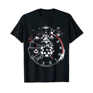 T-shirt Le Chapelier Fou, Lapin blanc, Chat du Cheshire - Alice au pays des merveilles - noir homme/femme