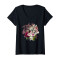 T-shirt Lapin blanc - Alice au pays des merveilles - noir col en v femme - miniature