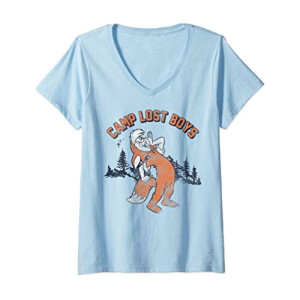 T-shirt Peter Pan bleu col en v femme
