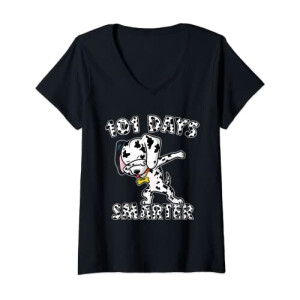 T-shirt Les 101 dalmatiens noir col en v femme