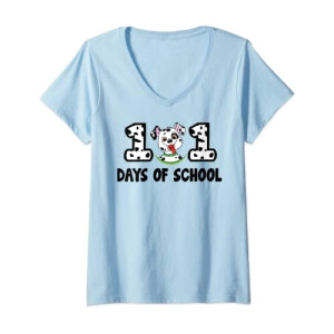 T-shirt Les 101 dalmatiens bleu col en v femme