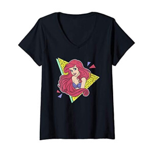 T-shirt Ariel - La petite sirène - noir col en v femme