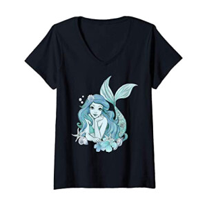 T-shirt Ariel - La petite sirène - noir col en v femme