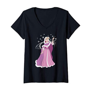 T-shirt La belle et la bête noir col en v femme