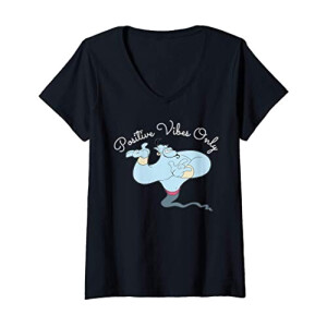 T-shirt Aladdin noir col en v femme