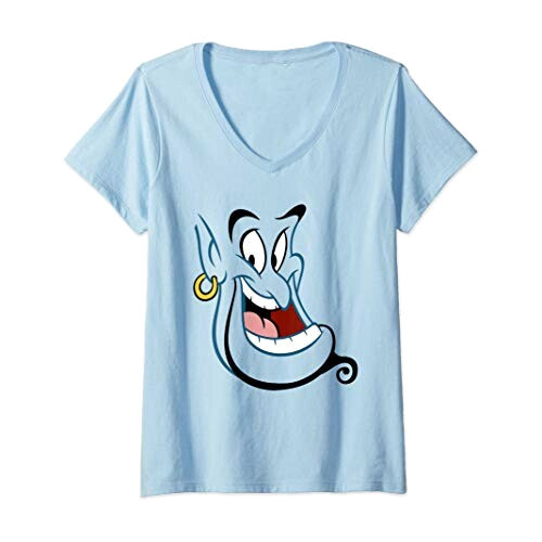 T-shirt Aladdin bleu col en v femme