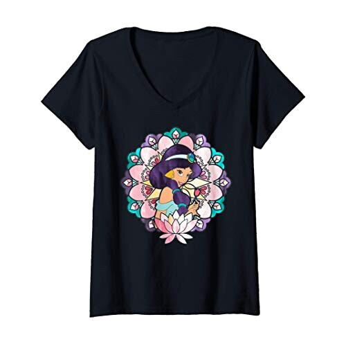 T-shirt Jasmine - Aladdin - bleu col en v femme