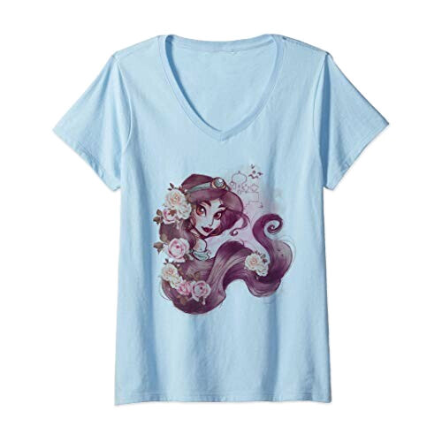 T-shirt Jasmine - Aladdin - bleu col en v femme