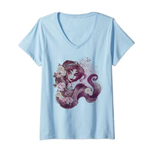 T-shirt Jasmine - Aladdin - bleu col en v femme