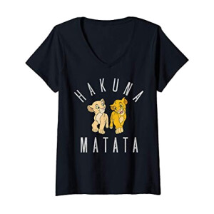 T-shirt Nala, Simba, Hakuna Matata - Le roi lion - rouge col en v femme