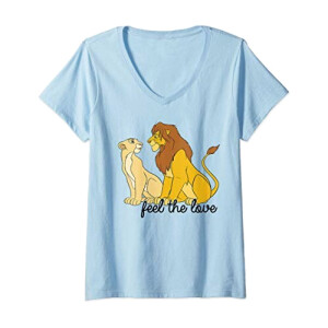 T-shirt Nala, Simba - Le roi lion - rouge col en v femme