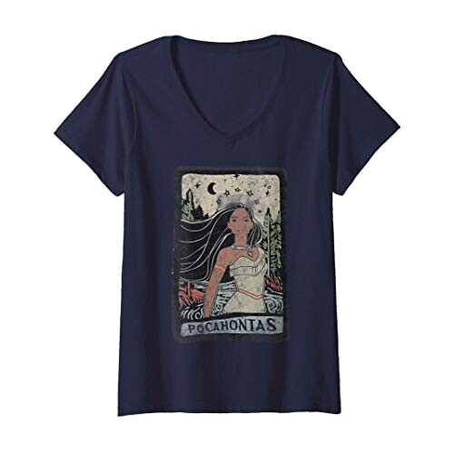 T-shirt Pocahontas vert col en v femme
