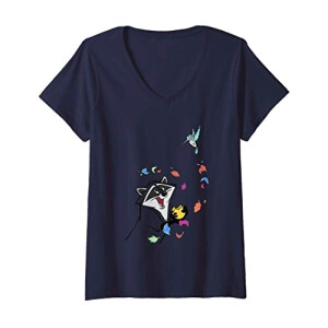 T-shirt Flit, Meeko - Pocahontas - bleu col en v femme