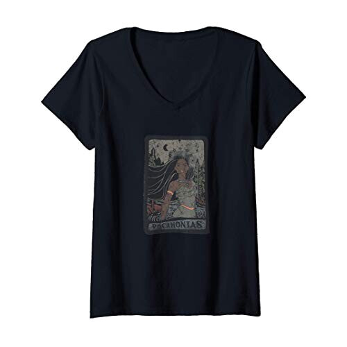 T-shirt Pocahontas noir col en v femme