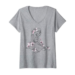 T-shirt Mulan gris col en v femme