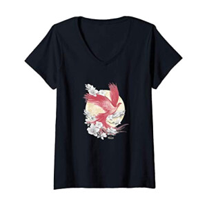 T-shirt Mulan noir col en v femme