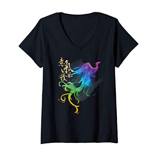 T-shirt Mulan noir col en v femme