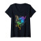 T-shirt Mulan noir col en v femme - miniature
