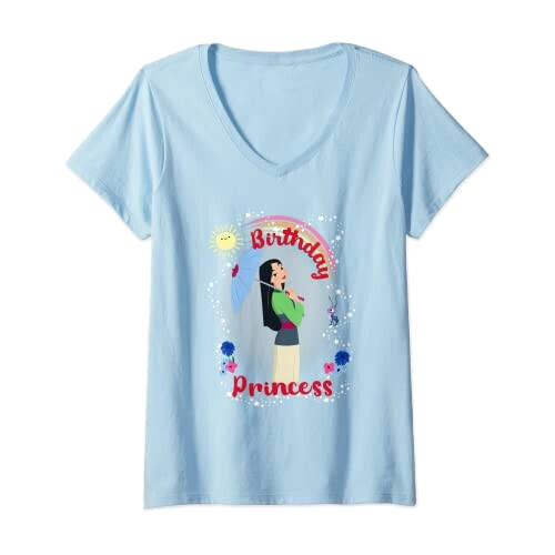 T-shirt Mulan bleu col en v femme