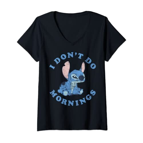 T-shirt Lilo - Stitch - noir col en v homme/femme