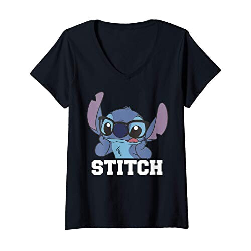 T-shirt Lilo - Stitch - rouge col en v femme