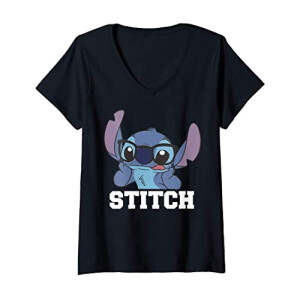 T-shirt Lilo - Stitch - rouge col en v femme