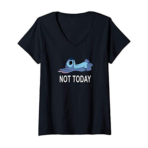 T-shirt Lilo - Stitch - noir col en v femme