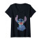 T-shirt Lilo - Stitch - noir col en v femme - miniature