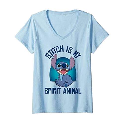 T-shirt Lilo - Stitch - rouge col en v femme