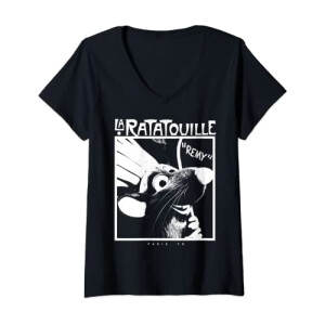 T-shirt Ratatouille noir col en v femme