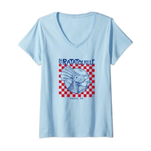 T-shirt Paris - Ratatouille - bleu col en v femme
