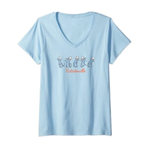 T-shirt Ratatouille bleu col en v femme