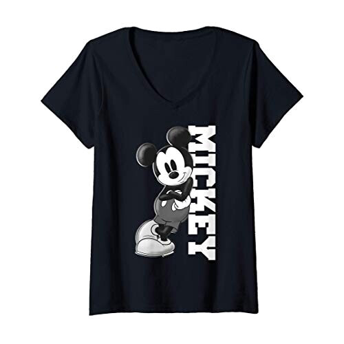 T-shirt Mickey rouge col en v femme