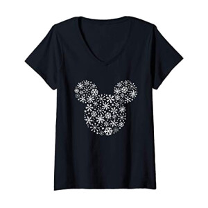 T-shirt Mickey noir col en v femme