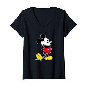 T-shirt Mickey vert col en v femme
