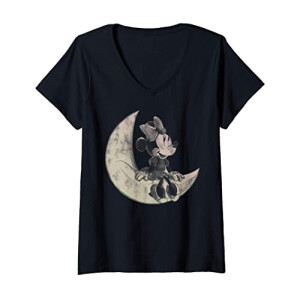 T-shirt Mickey - Minnie - rouge col en v femme