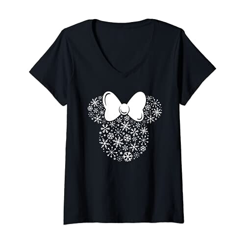 T-shirt Minnie noir col en v femme