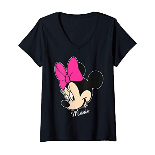 T-shirt Mickey - Minnie - rose col en v femme