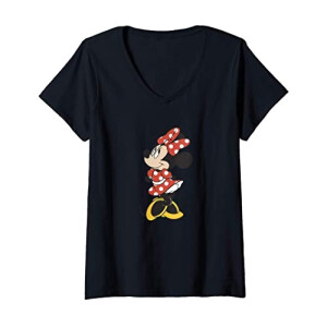 T-shirt Minnie noir col en v femme